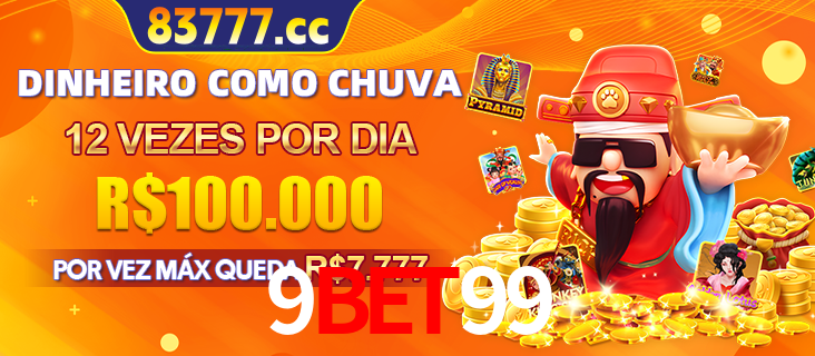 Banner do programa de recompensas Recomende para amigos do 9bet99, detalhando os bônus por convidar amigos, com prêmios que chegam a R$288.888.