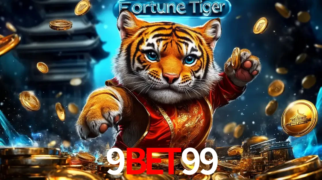 Imagem promocional do jogo de slot Fortune Tiger, com um tigre majestoso em traje tradicional cercado por uma fortuna em moedas de ouro, disponível agora no cassino 9bet99.