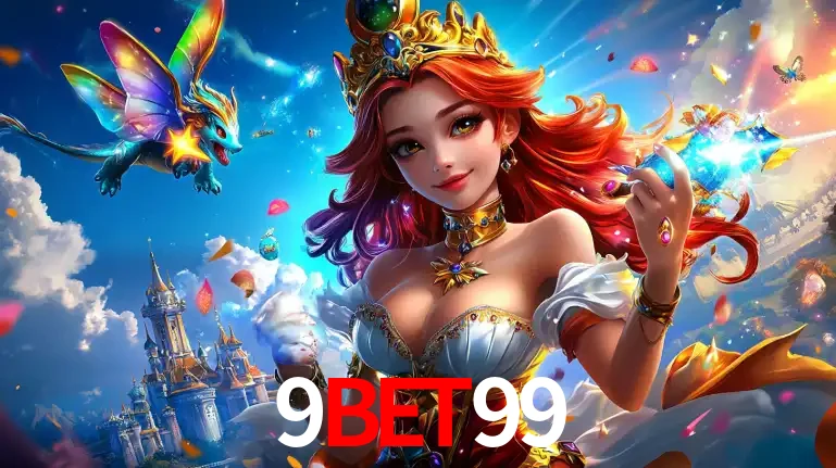 A princesa de um reino de fantasia mágico, com seu pequeno dragão, apresentando um mundo de prêmios encantados nos jogos de caça-níqueis do cassino 9bet99.